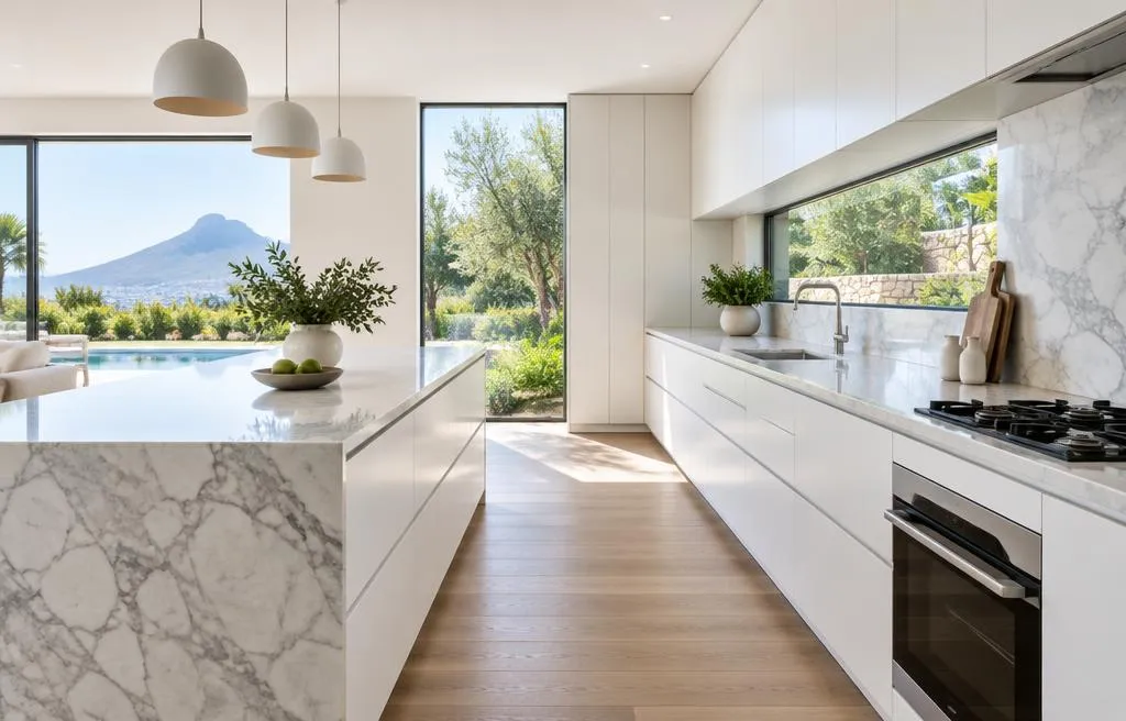 Sparkling marble kitchen in a contemporary home